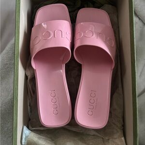 Gucci Womens 60mm Slide Sandal 'Wild Rose